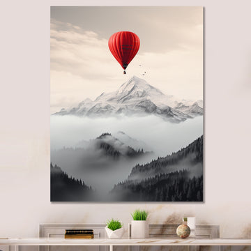 Hot Air Ballon In The Mountains I - Hot Air Balloon Canvas Wall Art